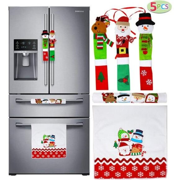 5 Pieces Christmas Kitchen Appliance Handle Covers for Kitchen Refrigerator Micr - Picture 1 of 3